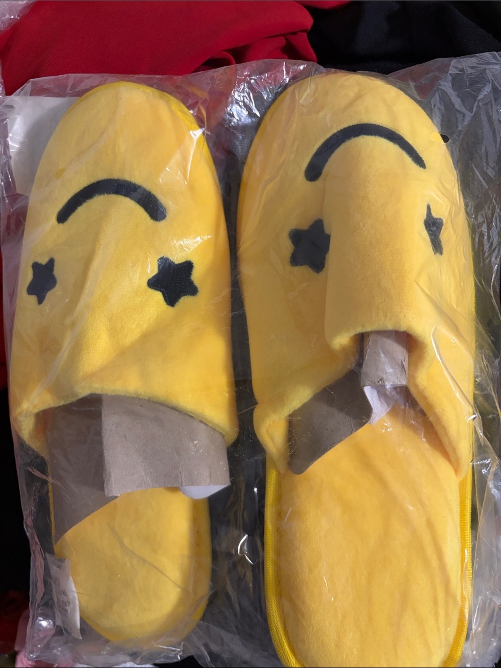 starface Yellow Star Smile Plush Slippers size large